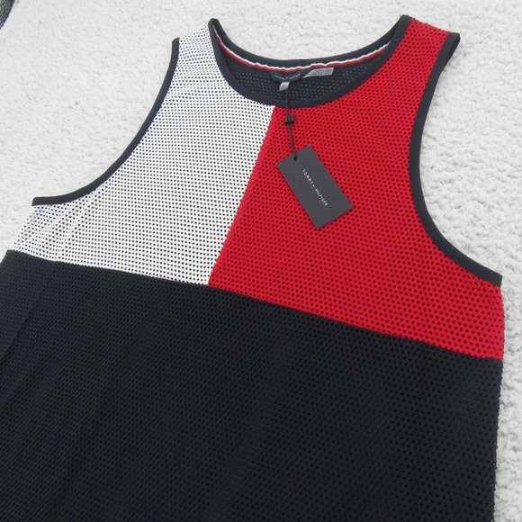 Tommy Hilfiger Swim Dress Cover Up Mesh Navy Blue Red White Size L/XL NEW $78 - Picture 5 of 10